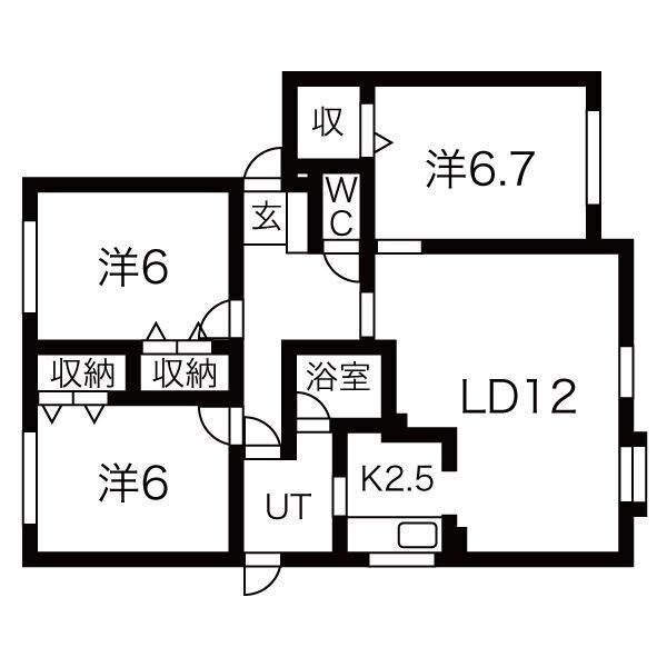 タカダハイツ(3LDK/1階)の間取り写真
