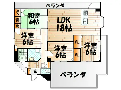 今浪マンション(4LDK/7階)の間取り写真