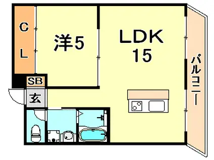 GIULIA須磨浦III(1LDK/3階)の間取り写真