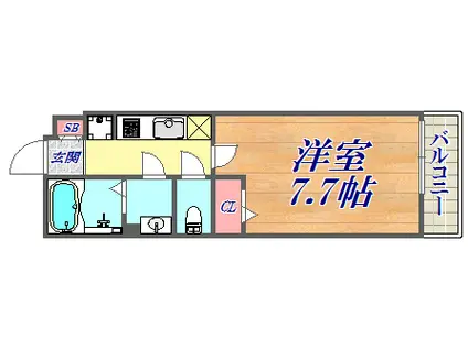 旗塚レジデンス(1K/2階)の間取り写真