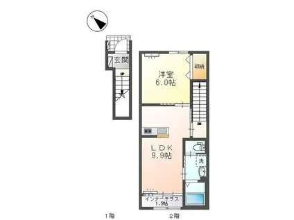 F・D・I(1LDK/2階)の間取り写真