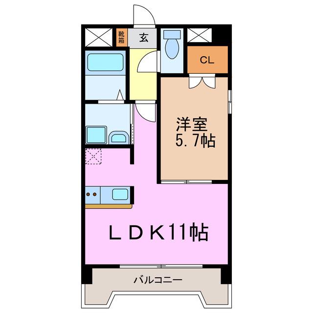 サンアロ-(1LDK/2階)の間取り写真