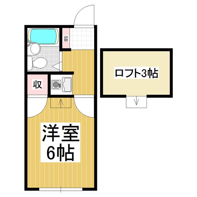 ヴィラ滝沢女鳥羽(1K/1階)の間取り写真