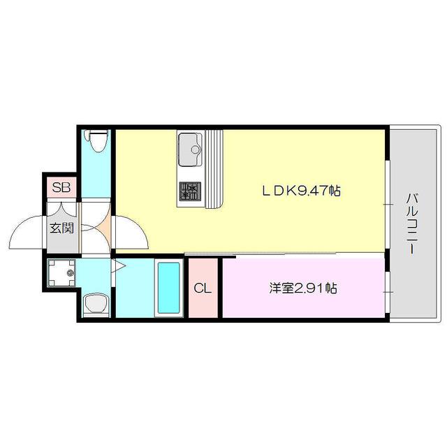 ALIVIS SHIMO-SHINJO SOL TERRACE(1LDK/3階)の間取り写真