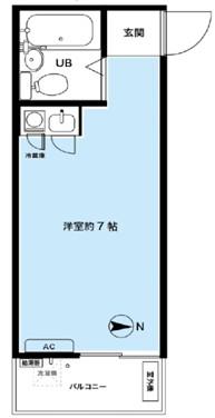 サンパレス神爪(ワンルーム/2階)の間取り写真