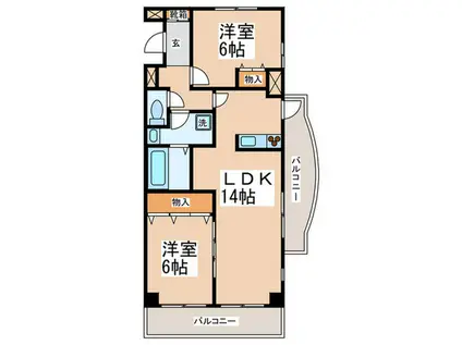 アニマリート・ミネ(2LDK/4階)の間取り写真