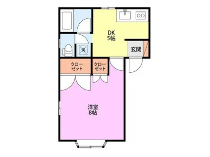 サニーサイドハイツ(1DK/2階)の間取り写真