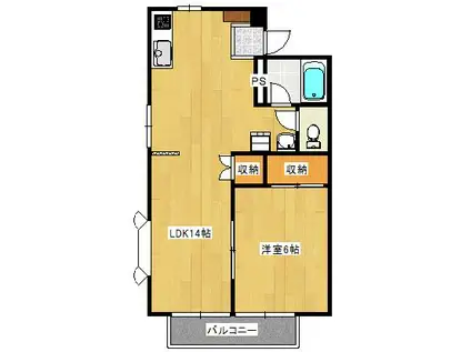 小山ハイツ(1LDK/1階)の間取り写真