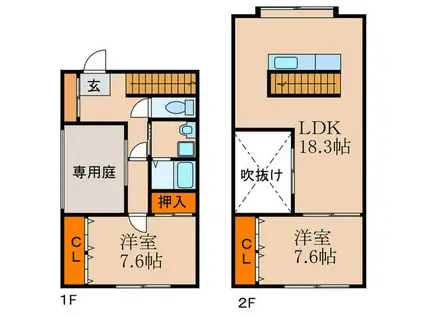 PATIO-PARK(2LDK/1階)の間取り写真