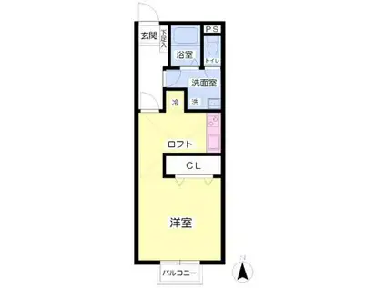 KMレジデンス(ワンルーム/1階)の間取り写真