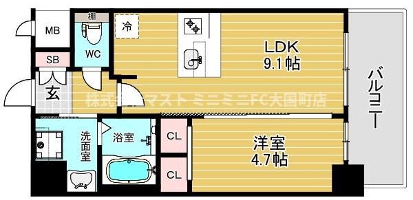 GM KOHAMA(1LDK/9階)の間取り写真