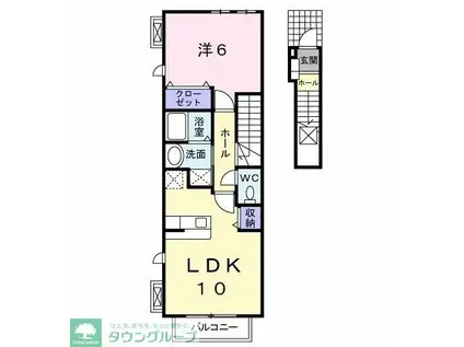 ミニヨンサクラ(1LDK/2階)の間取り写真