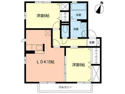エスポワール(2LDK/2階)の間取り写真