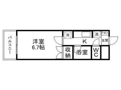 YS荒町(1K/3階)の間取り写真