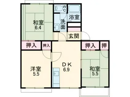 タウニィ高松 B棟(3DK/2階)の間取り写真