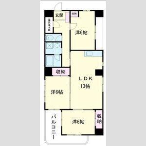 浅美マンション(3LDK/8階)の間取り写真