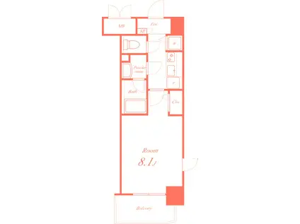 プランドール藤沢(1K/6階)の間取り写真