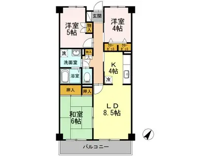 ドエル葛飾(3LDK/4階)の間取り写真