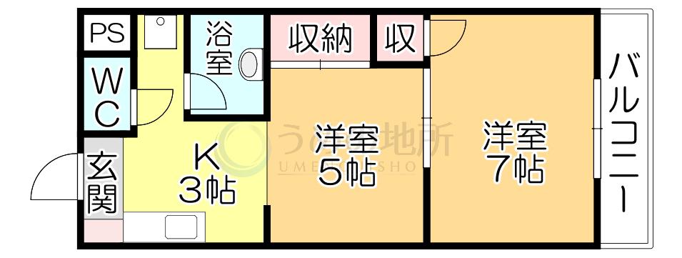 アドバンス弐番館(2K/5階)の間取り写真