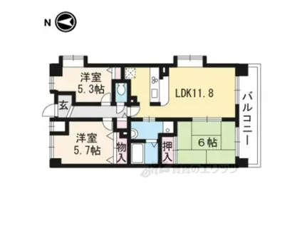 ワイズアクトII(3LDK/1階)の間取り写真