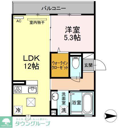 シリウス B棟(1LDK/1階)の間取り写真
