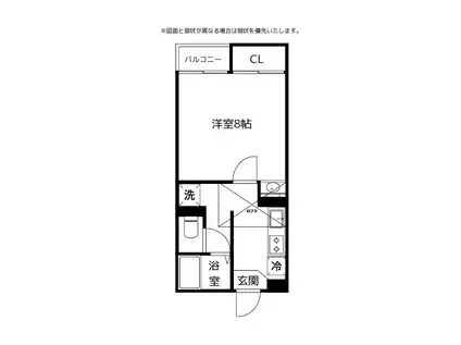 スカイヒルズ(1K/2階)の間取り写真