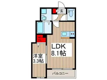 イガドノ谷塚レジデンス(1LDK/1階)の間取り写真