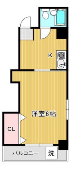 コーポ駅前ビル(1K/6階)の間取り写真