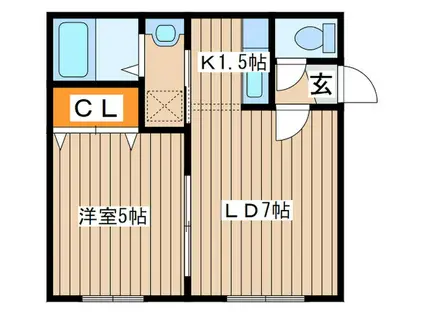 サザンヒルズ弐番館(1LDK/3階)の間取り写真