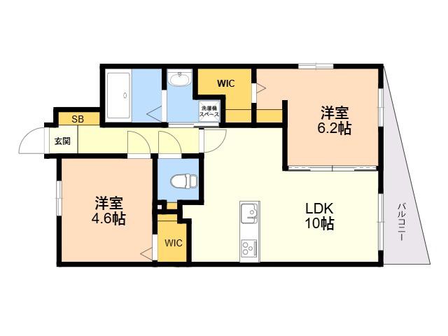 MODERN ASPIRATION 西新クアルト(2LDK/5階)の間取り写真
