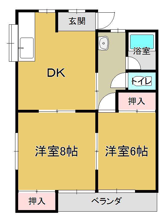 ライブコア大豆(2DK/2階)の間取り写真