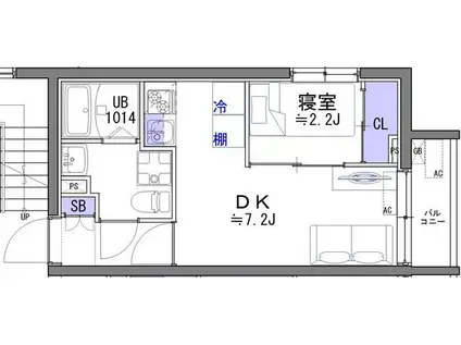 KS66/635(1DK/2階)の間取り写真