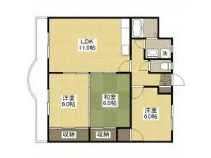 ロイヤルシティII(3LDK/1階)の間取り写真