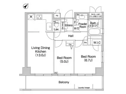 コンフォリア田町(2LDK/6階)の間取り写真