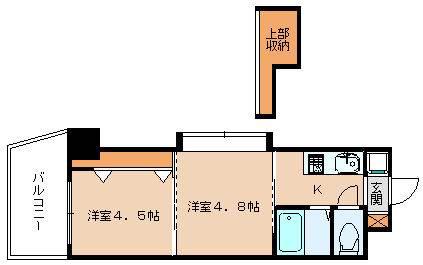 NO46 Vプロジェクト2100天神(2K/2階)の間取り写真