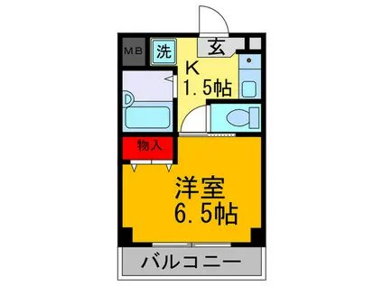 シャルム俊徳(1K/2階)の間取り写真