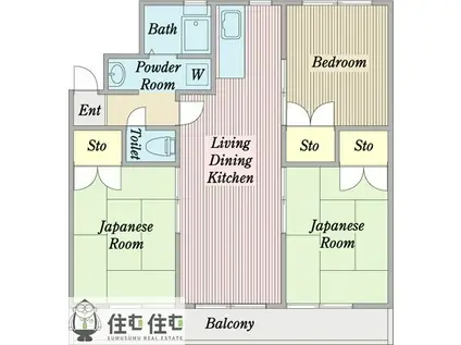 酒木ハイツ(3LDK/2階)の間取り写真