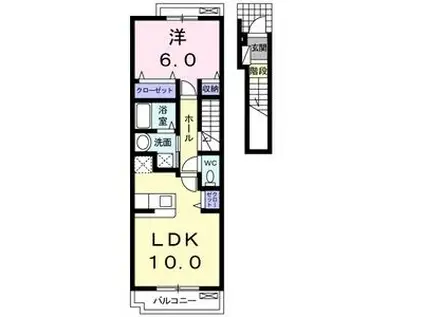 セレストーラ(1LDK/2階)の間取り写真