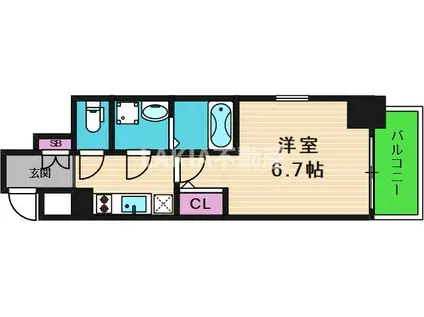 エスリード大阪上本町ブランシュ(1K/7階)の間取り写真
