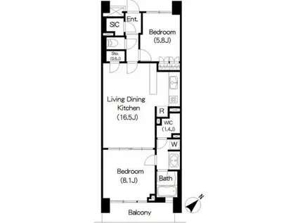 BRILLIA IST三軒茶屋アイビーテラス(2SLDK/2階)の間取り写真