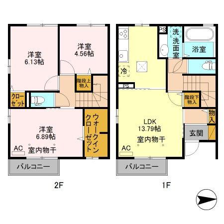フォンテーヌB(3LDK/1階)の間取り写真