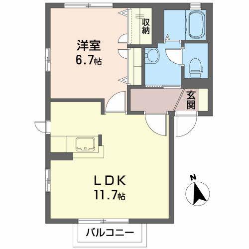 エコ・プリーマA(1LDK/1階)の間取り写真