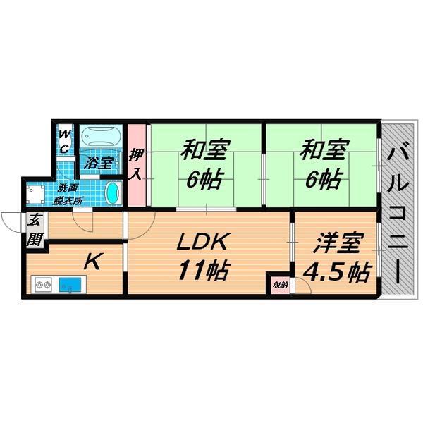 ハイライフ柴田(3LDK/1階)の間取り写真