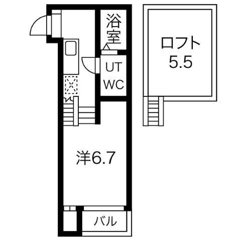 BLISS HOUSE(1SK/2階)の間取り写真