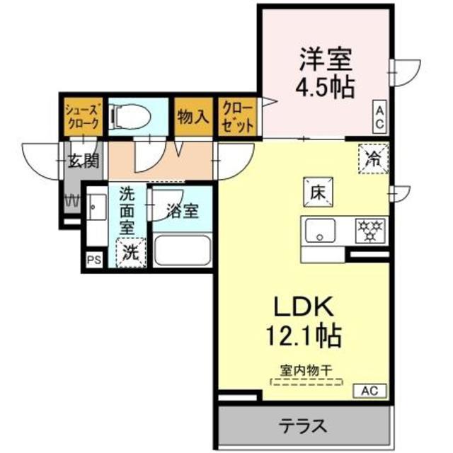イヴレーア橋本(1LDK/2階)の間取り写真