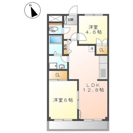 サンライズ・U(2LDK/2階)の間取り写真