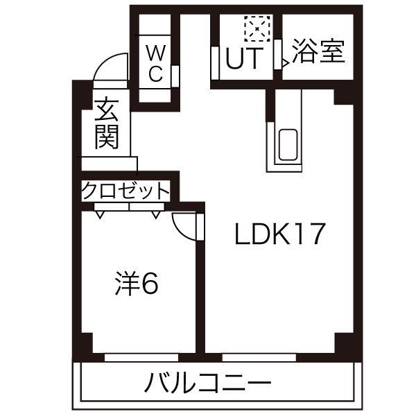 信和元町ハウス(1LDK/1階)の間取り写真
