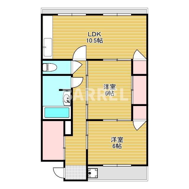 小曽根マンション(2LDK/3階)の間取り写真