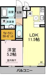 リヴェールII(1LDK/3階)の間取り写真