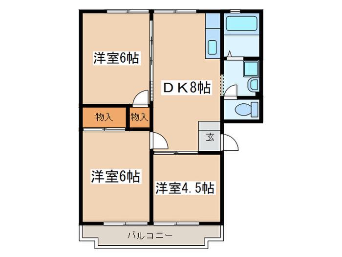 ブルーメゾンB(3DK/2階)の間取り写真